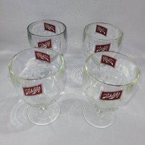 Schlitz Vintage Beer Goblet Set 4 Mug 6.25" Carnival Glass 1970s Bar